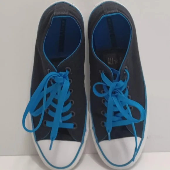 CONVERSE All Star Low Ox Black Blue White Canvas Shoes Men 6 Woman's 8 Sneakers - Picture 5 of 7